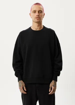 Afends Unisex Vital - Unisex Recycled Crew Neck Jumper - Black