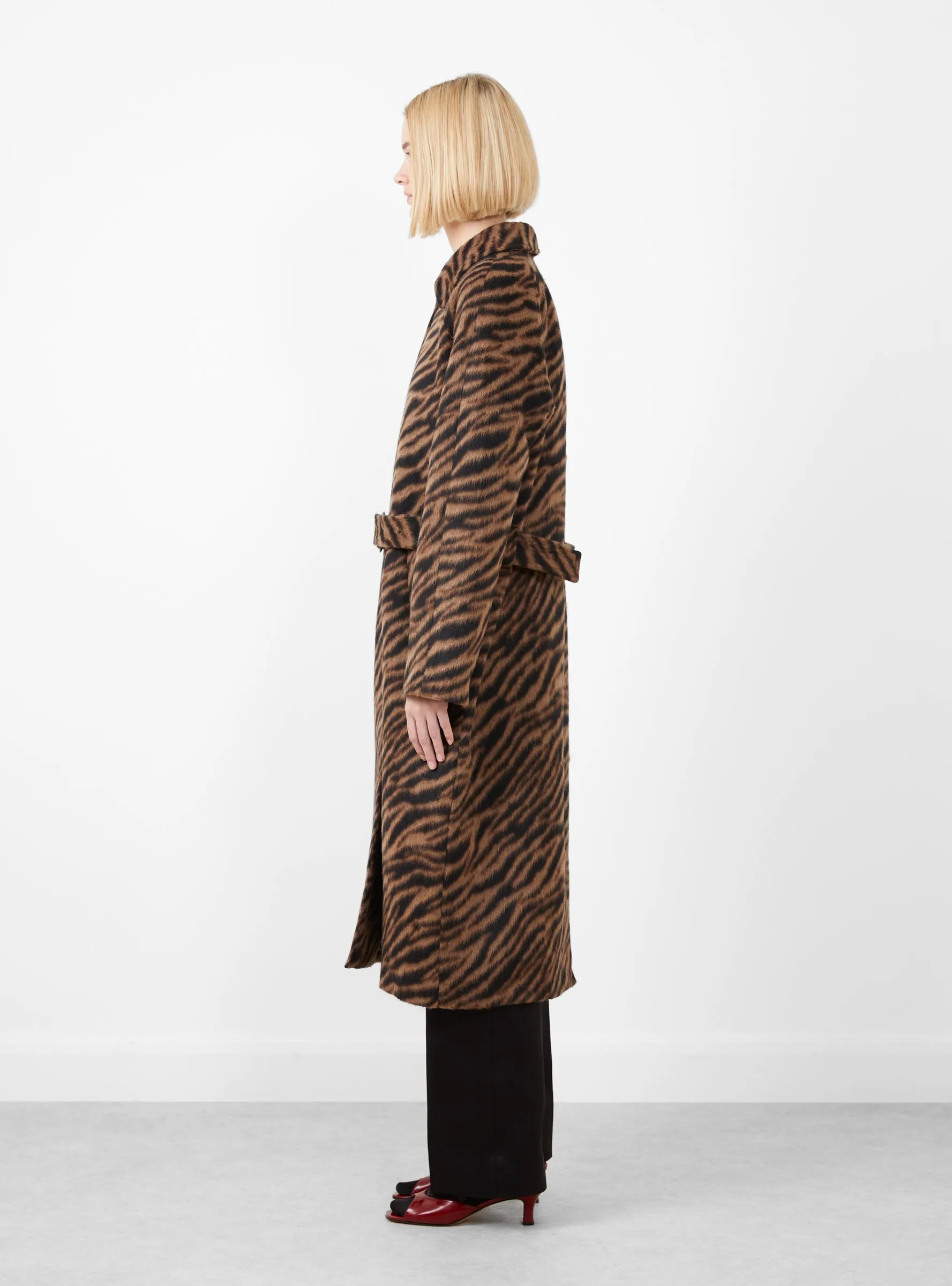 Alice Coat Wool Blend Jacquard Tiger Beige