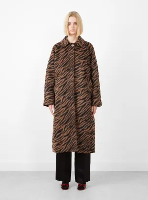 Alice Coat Wool Blend Jacquard Tiger Beige