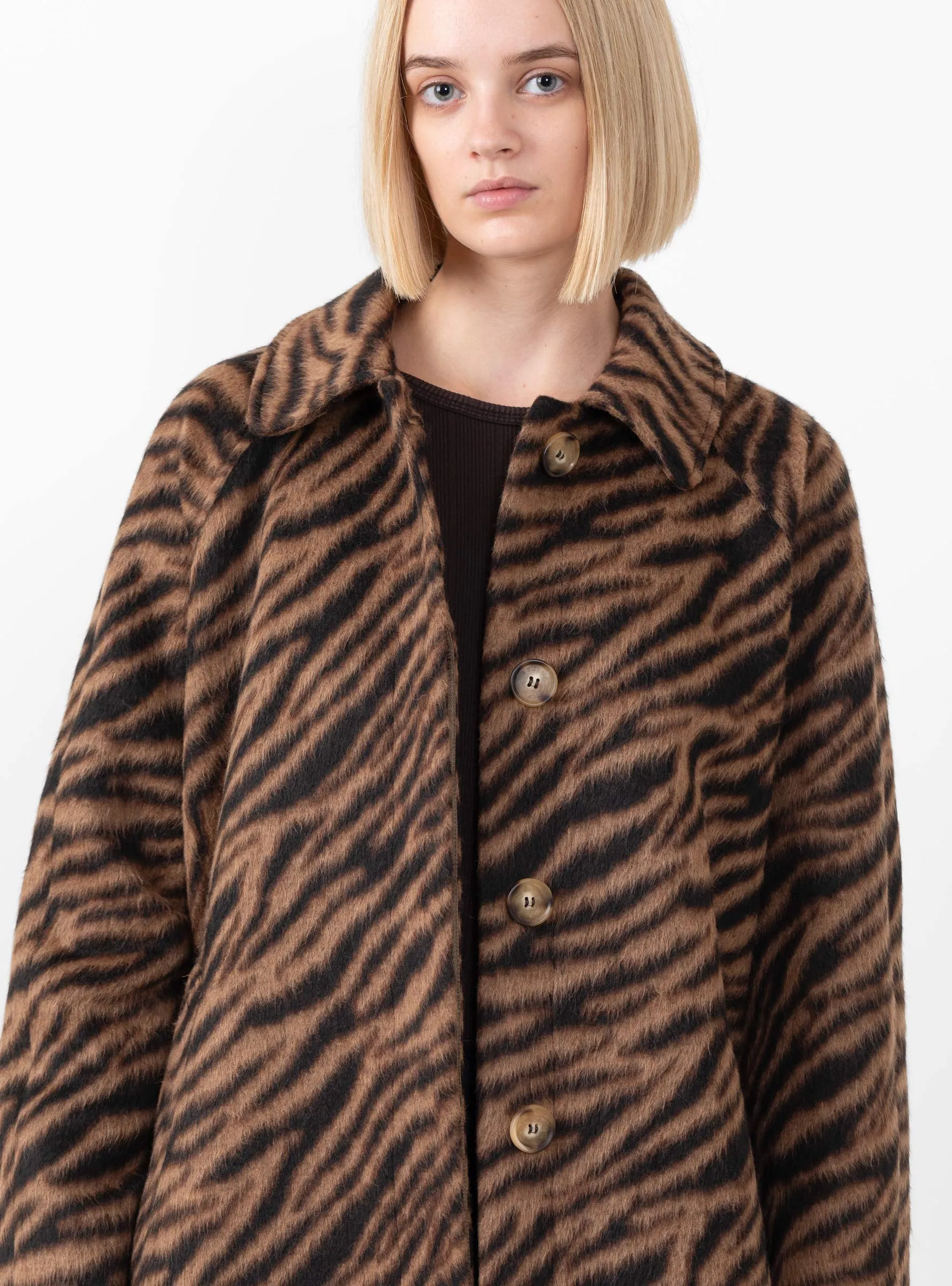 Alice Coat Wool Blend Jacquard Tiger Beige