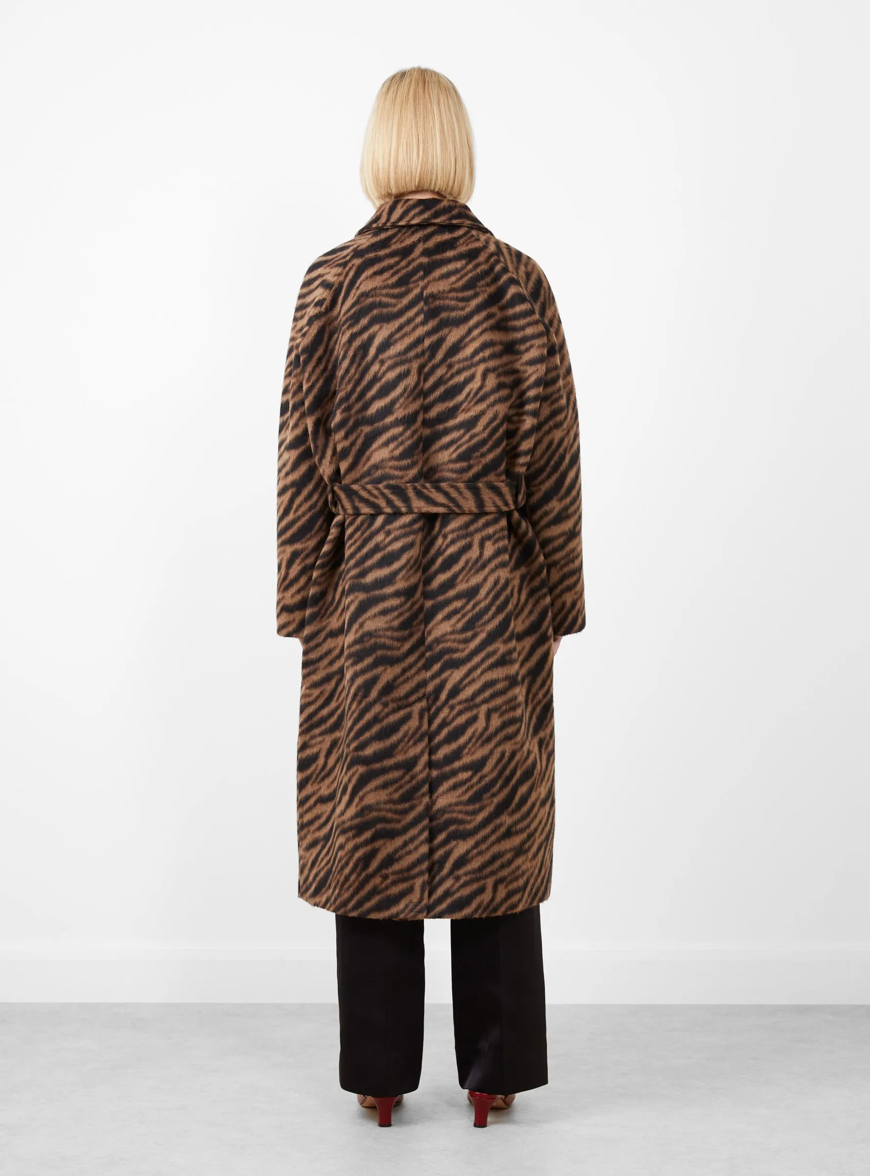 Alice Coat Wool Blend Jacquard Tiger Beige