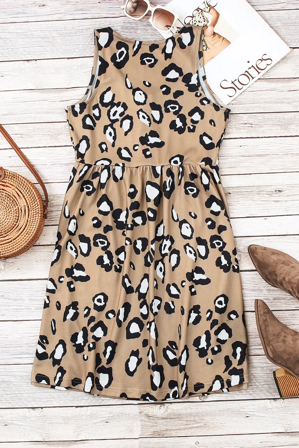 *APP EXCLUSIVE* Leopard Buttoned Sleeveless Dress