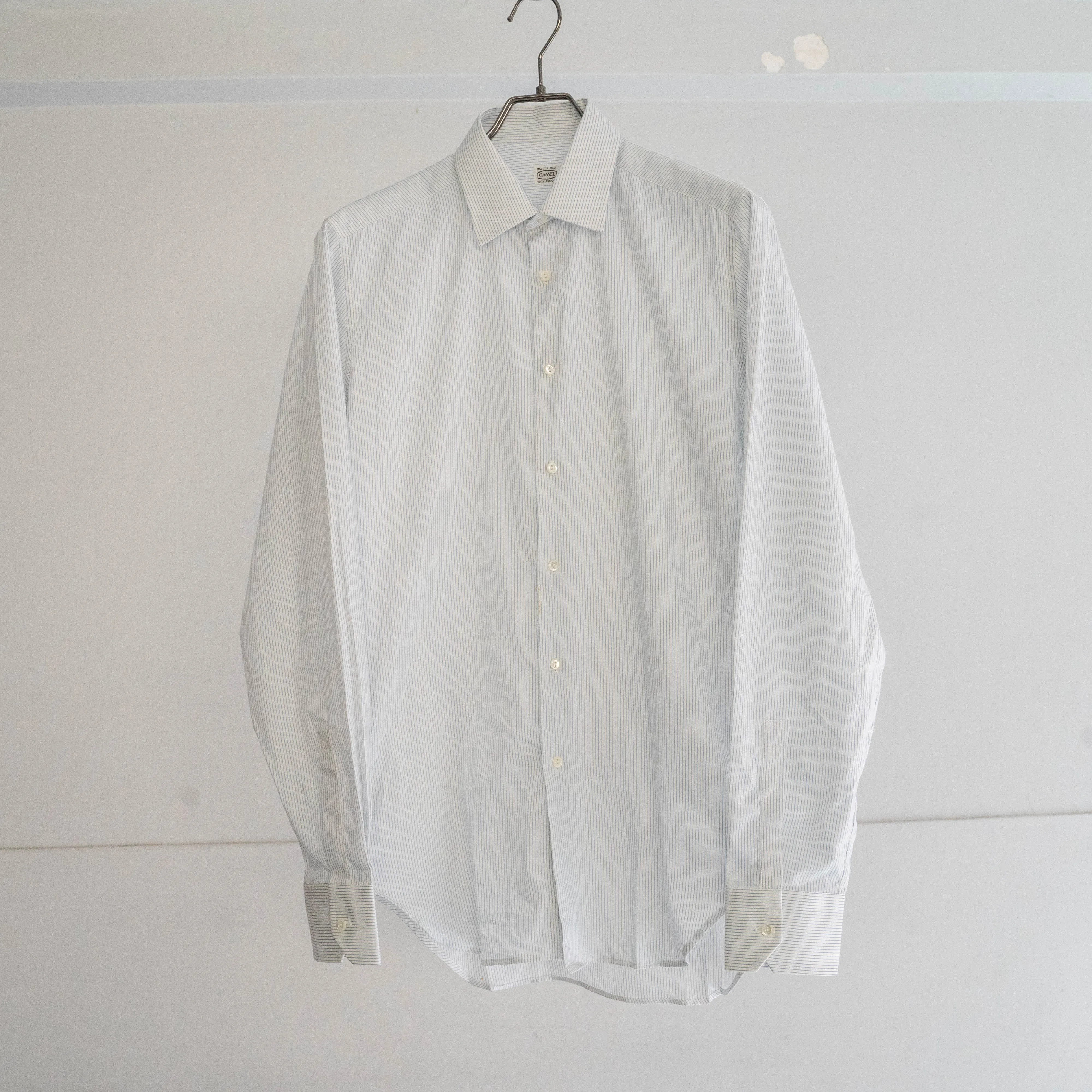 around 1960s Italy white × light blue stripe dress shirt