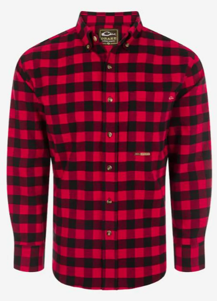 Autumn Brushed Twill Buffalo Plaid LS in Chili Pepper Red by Drake