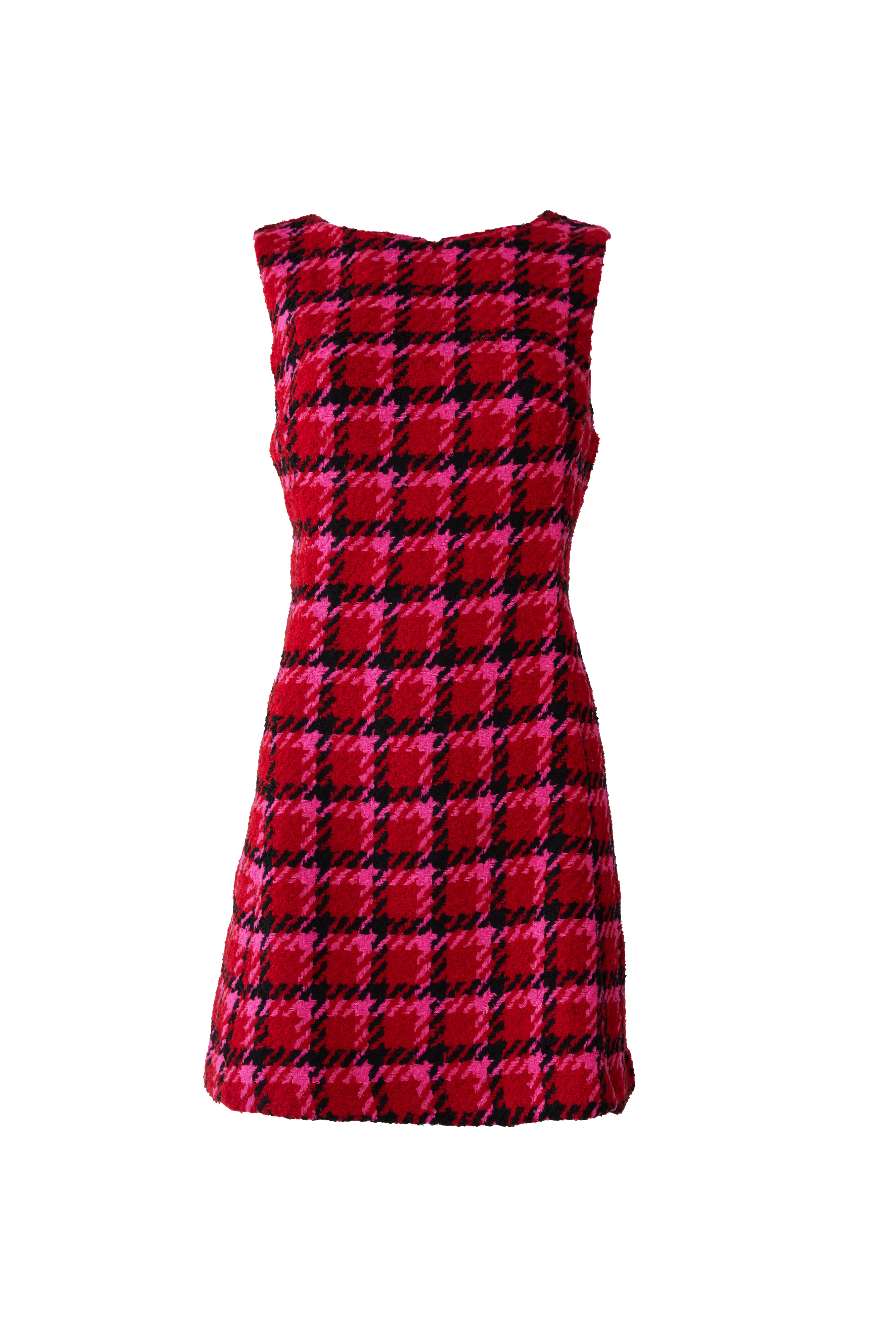 Avery Dress Red Multi Houndstooth