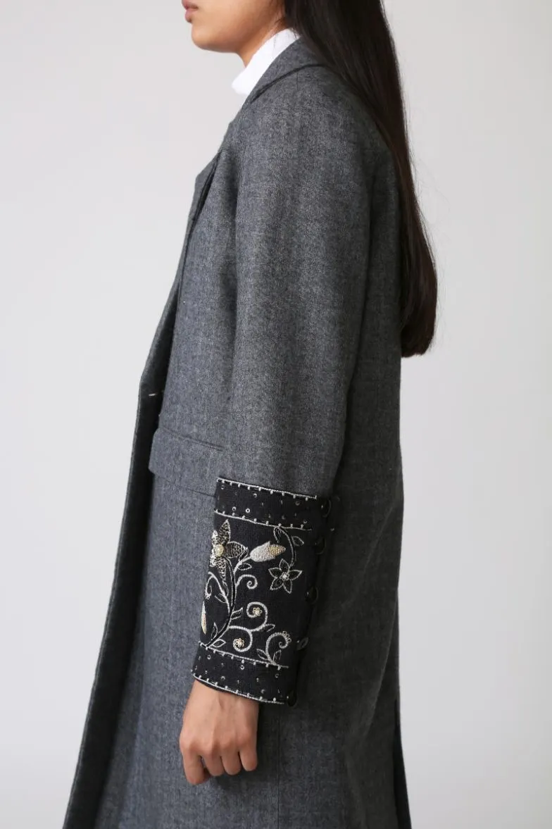 AZAR Grey Hand-Embroidered Coat