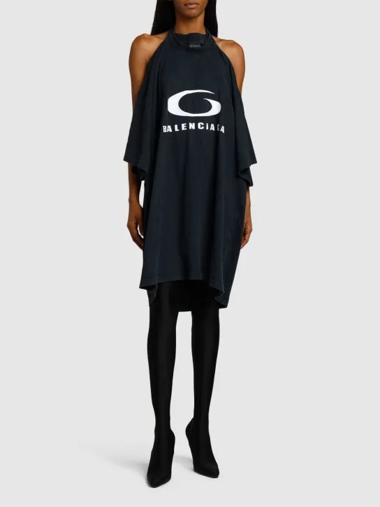 Balenciaga   Icon Print pulled cotton t-shirt dress 