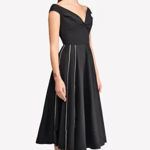 Bardot Off Shoulder Flared Dress With Crystal