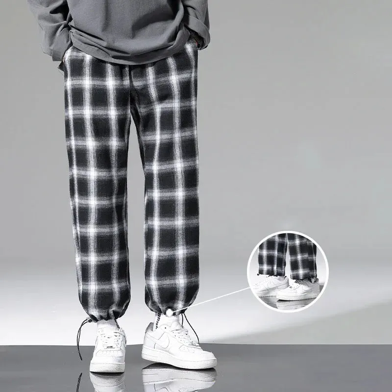 Black & White Plaid Drawstring Pants