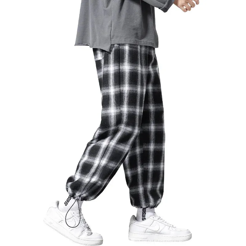 Black & White Plaid Drawstring Pants