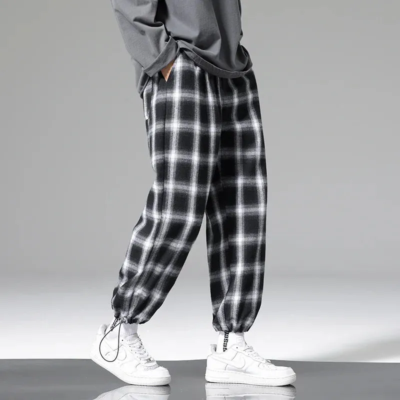 Black & White Plaid Drawstring Pants