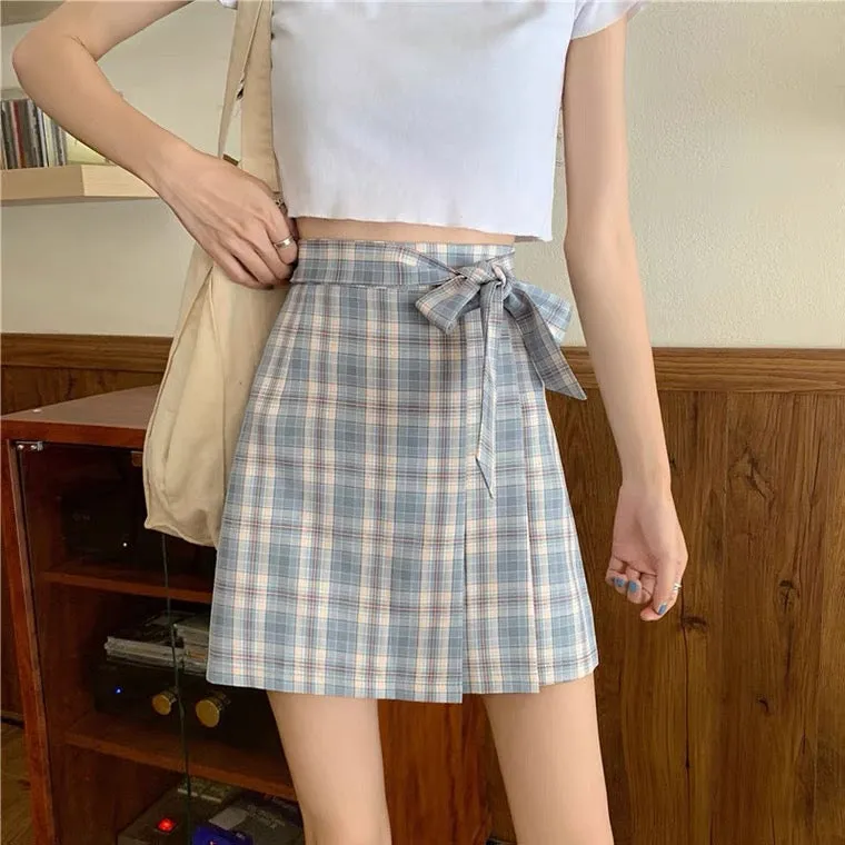 Bowknot skirt, A-line skirt with high waist, summer irregular skirt, hip wrap skirt  3610