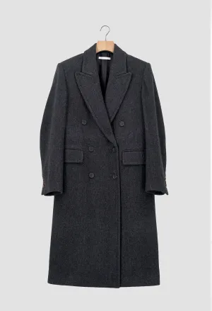 CAMERON - Double-Breasted Wool Coat in Dark Grey