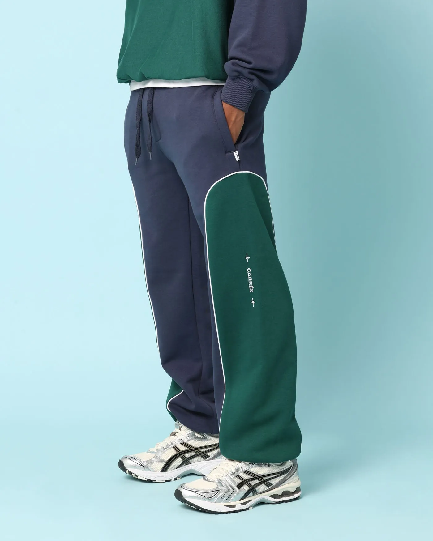 Carré Paris Dice Club Panelled Sweatpants Forest Green/Midnight