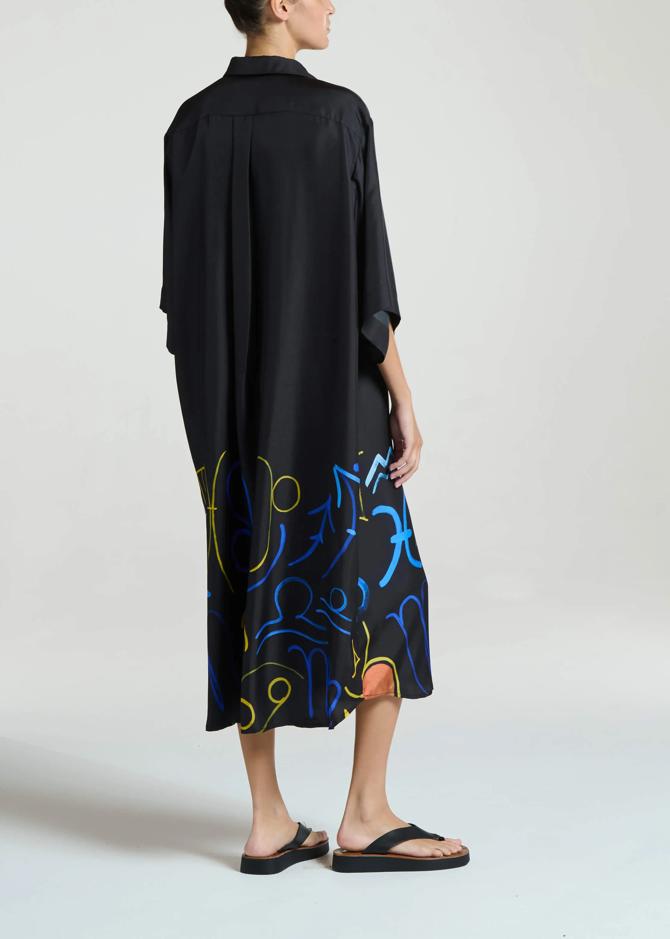 Catania Dress Zodiac Noir Silk Twill