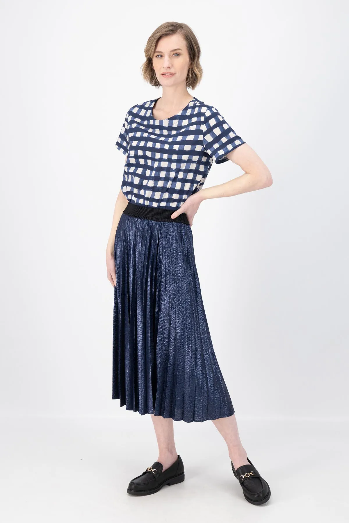 Champagne Pleat Skirt Navy