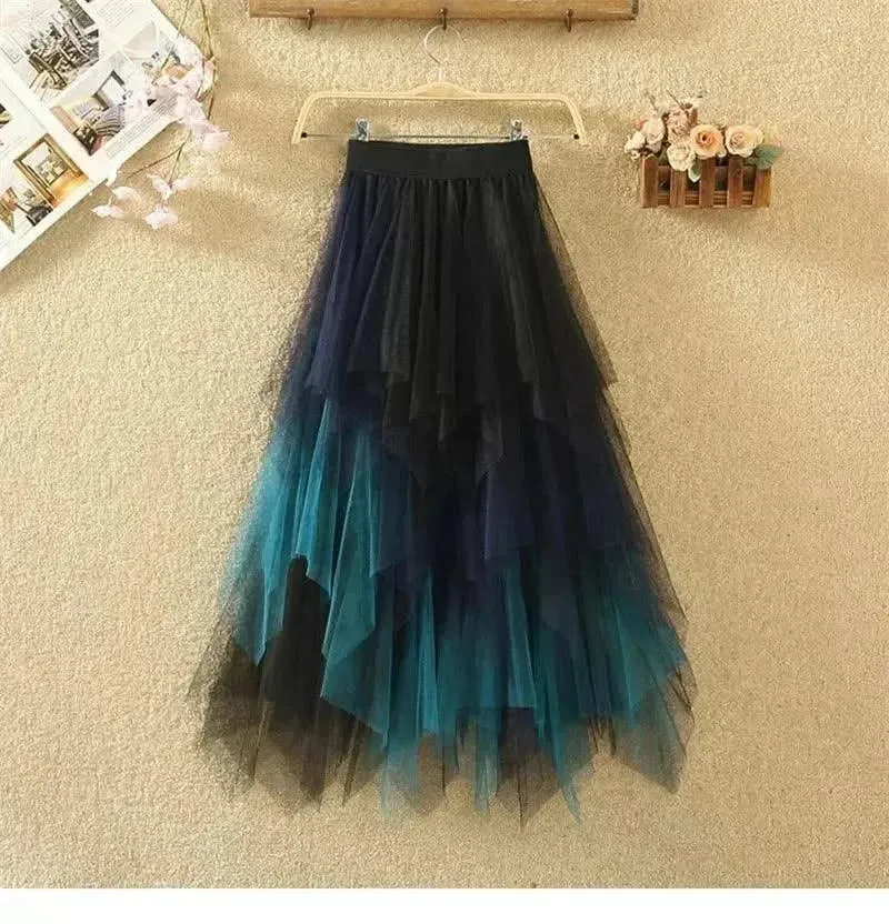 Chic Asymmetrical Tulle Skirt