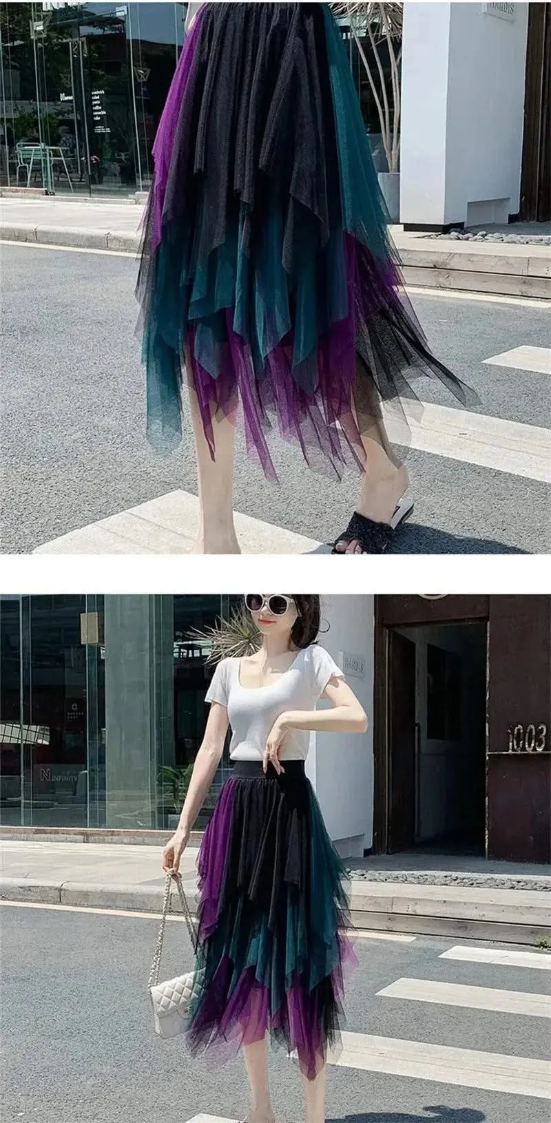 Chic Asymmetrical Tulle Skirt