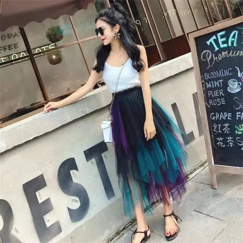 Chic Asymmetrical Tulle Skirt