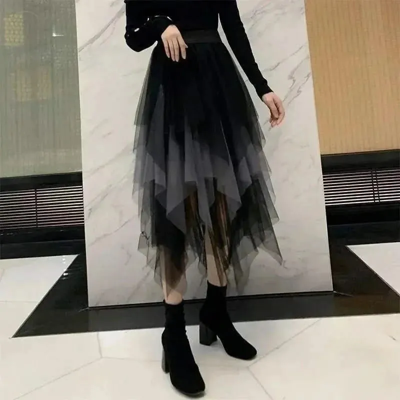 Chic Asymmetrical Tulle Skirt