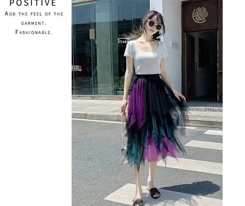 Chic Asymmetrical Tulle Skirt