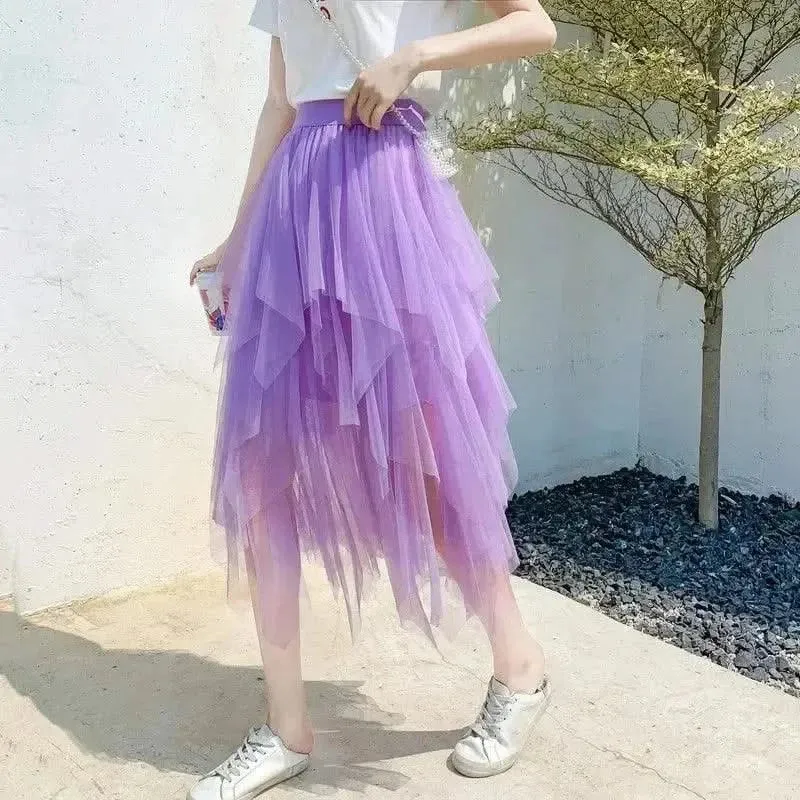 Chic Asymmetrical Tulle Skirt