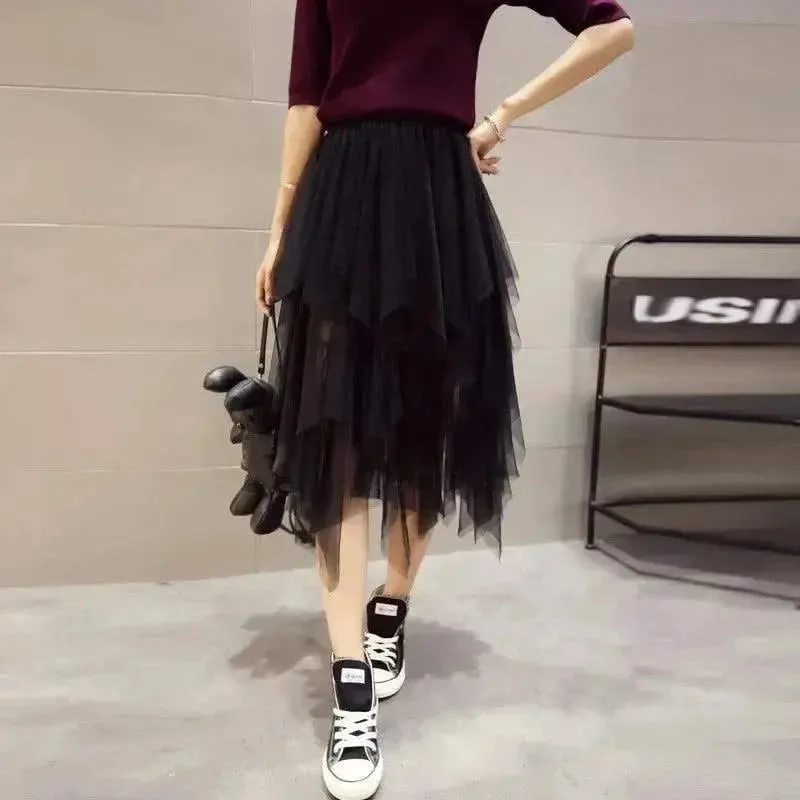 Chic Asymmetrical Tulle Skirt