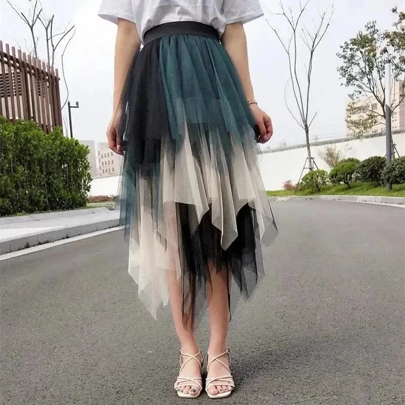 Chic Asymmetrical Tulle Skirt