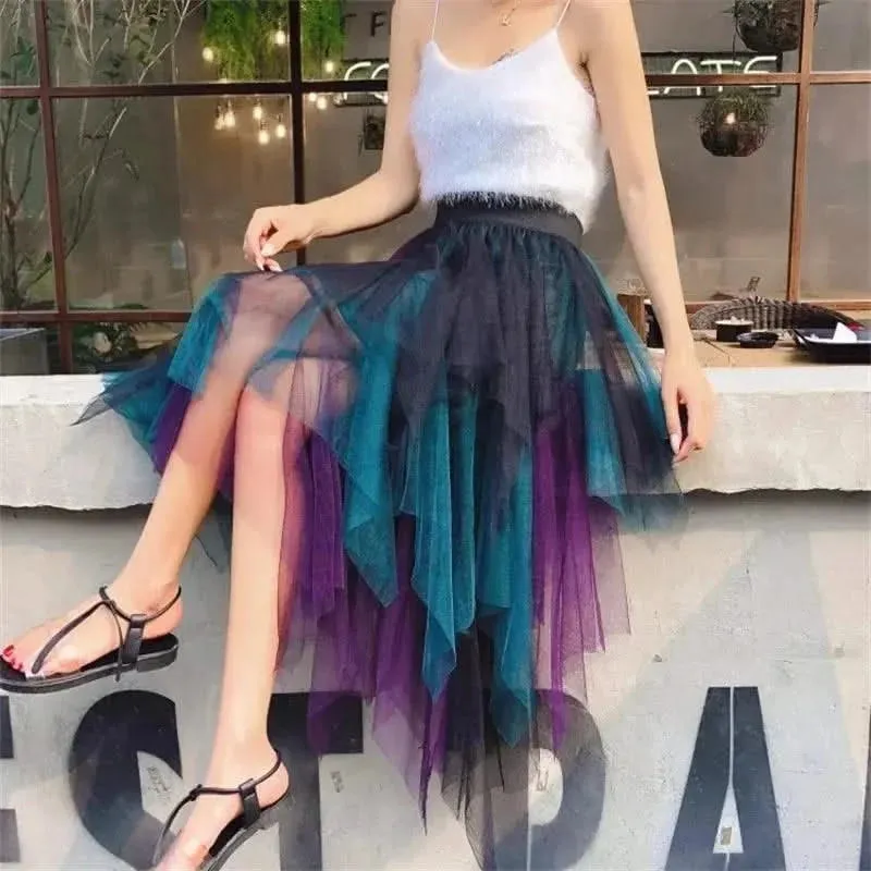 Chic Asymmetrical Tulle Skirt