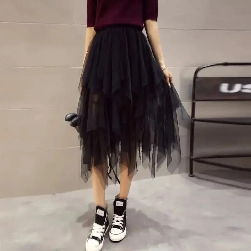 Chic Asymmetrical Tulle Skirt