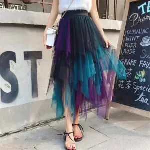 Chic Asymmetrical Tulle Skirt