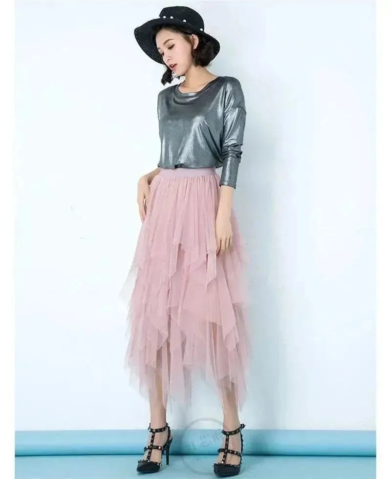 Chic Asymmetrical Tulle Skirt