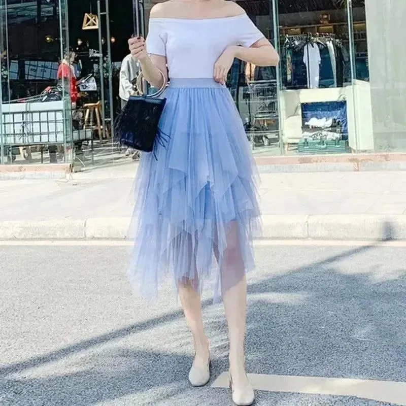 Chic Asymmetrical Tulle Skirt