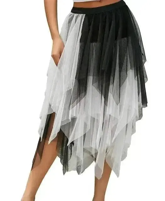 Chic Asymmetrical Tulle Skirt