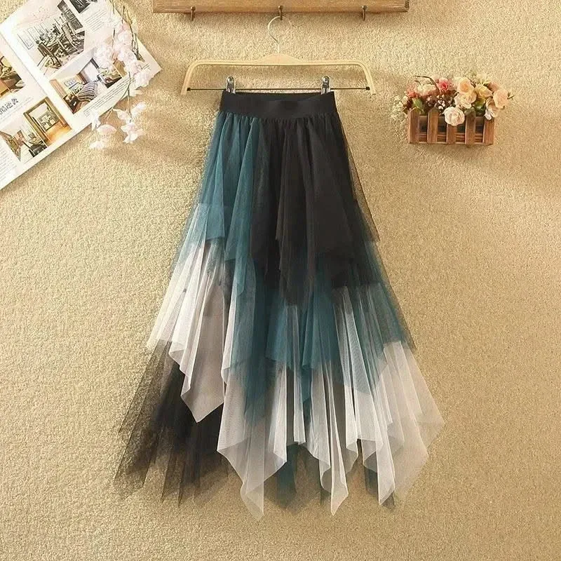 Chic Asymmetrical Tulle Skirt