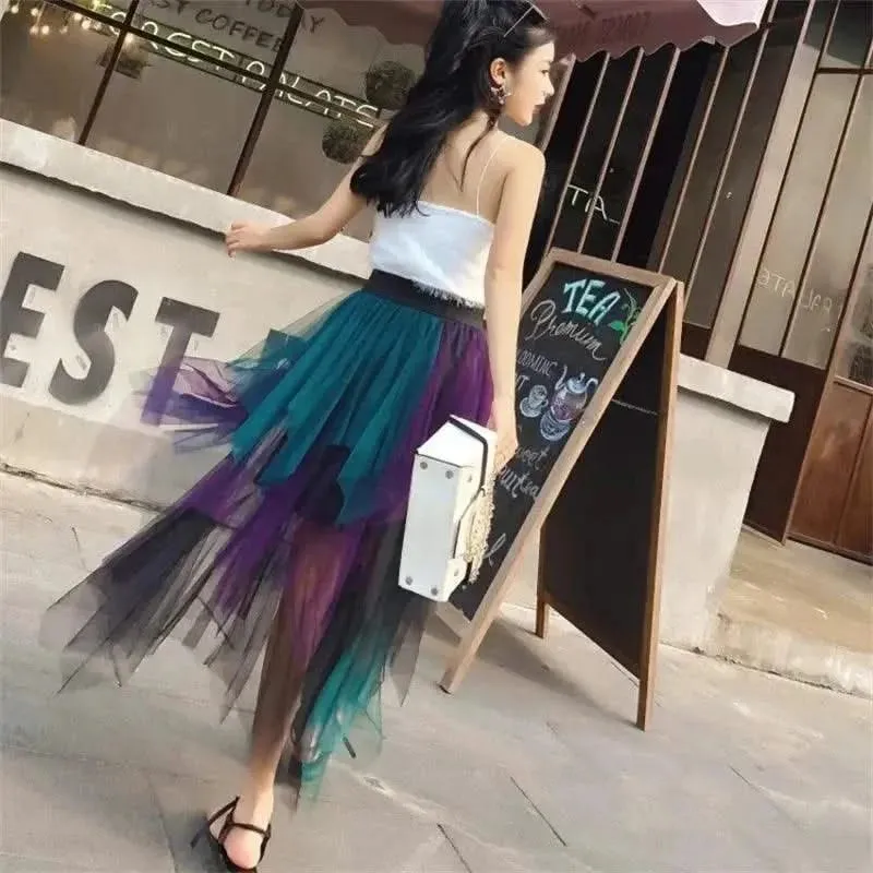 Chic Asymmetrical Tulle Skirt