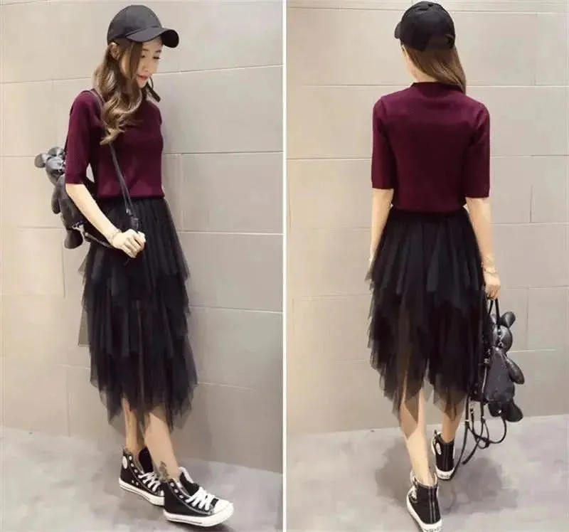 Chic Asymmetrical Tulle Skirt