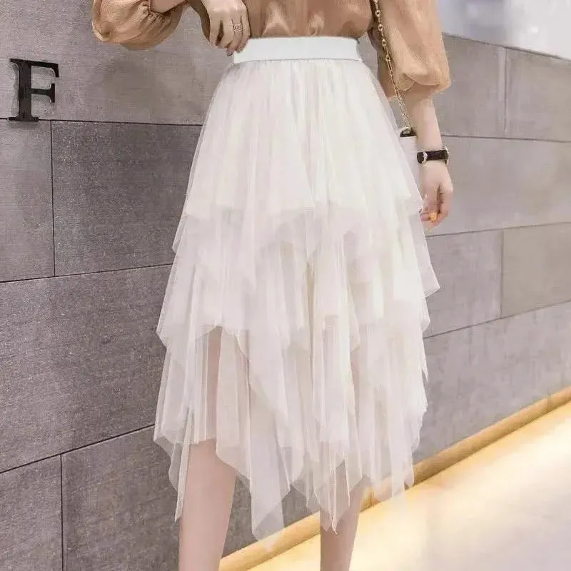 Chic Asymmetrical Tulle Skirt