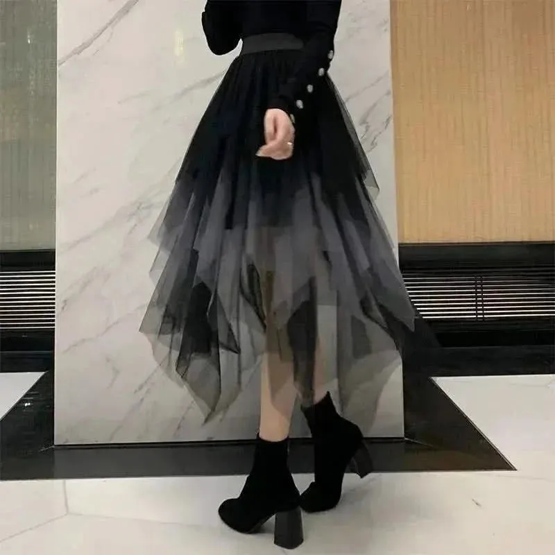 Chic Asymmetrical Tulle Skirt