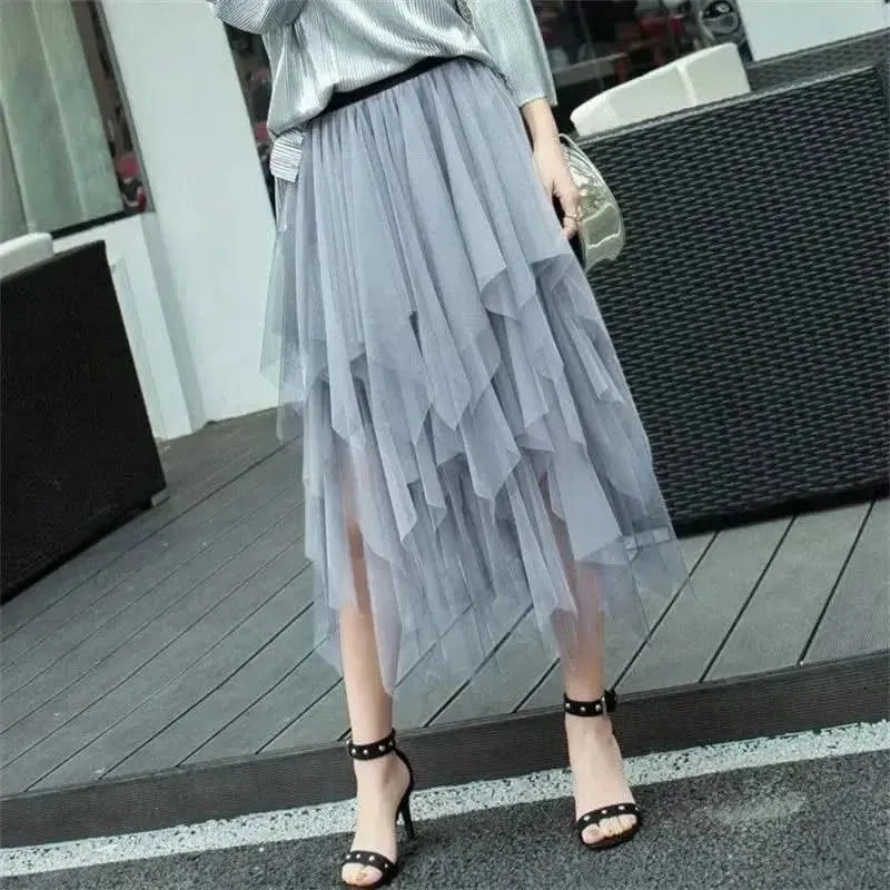 Chic Asymmetrical Tulle Skirt