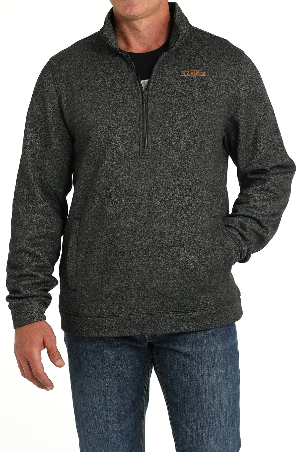 Cinch Men's Logo Half Zip Pullover in Black