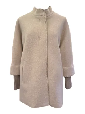 Cinzia Rocca Felted Wool Coat w/Stitch Detail - Sand