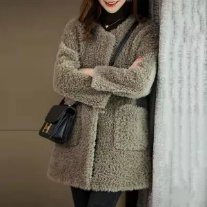 Coat Mid-length Lamb Wool jacket