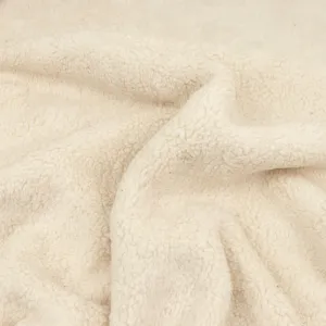 Cotton Blend Plush Teddy Fleece  - Vanilla Cream