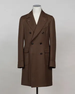 De Petrillo Double Breasted Wool Overcoat / Brown