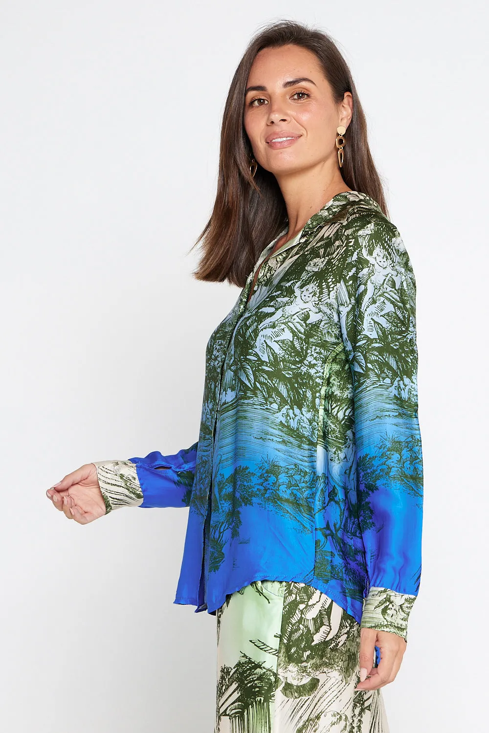 Dimitra Satin Shirt - Rhea Print