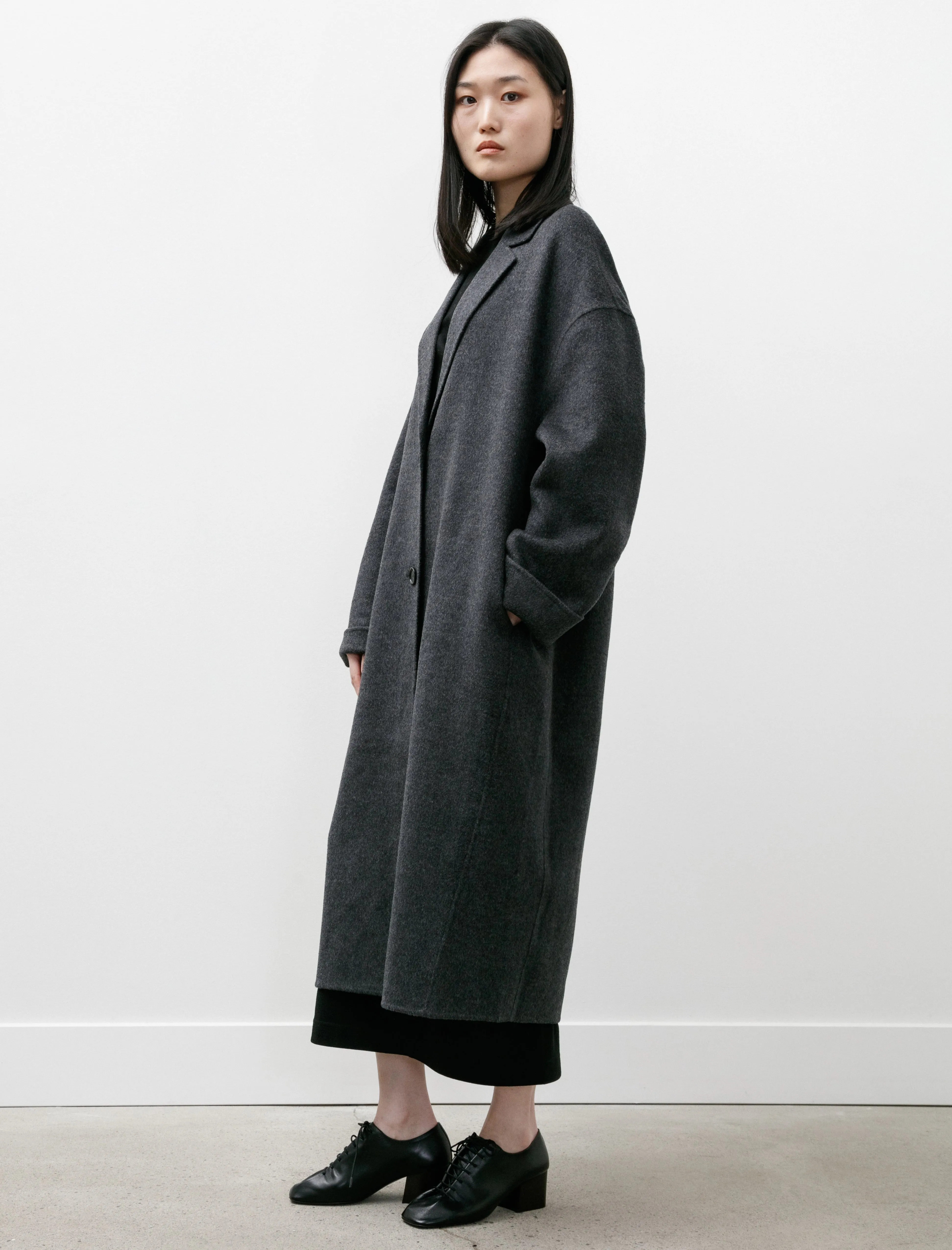 Doublé Cocoon Coat Charcoal Mélange