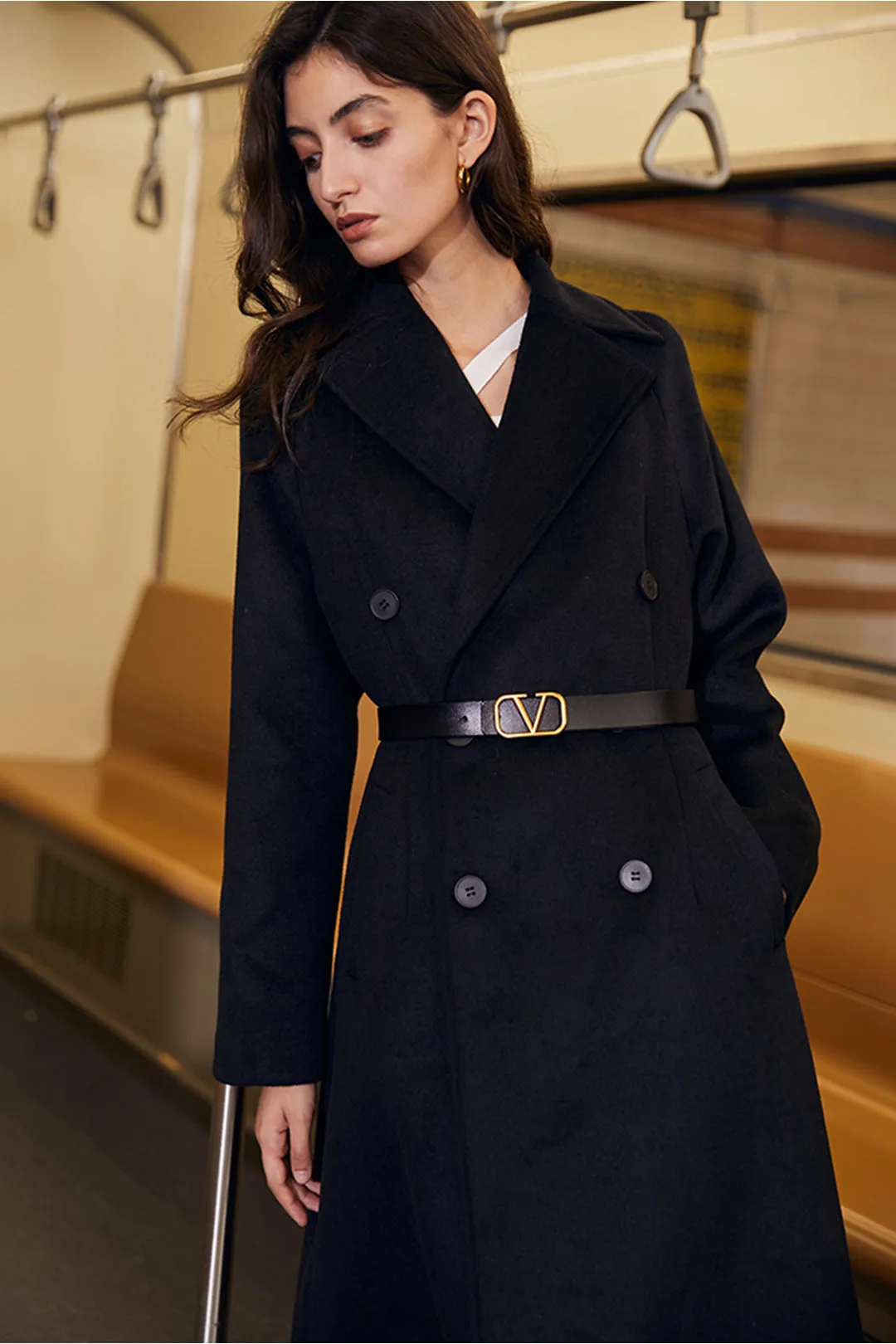 Double-sided wool coat | Long wool coat | Street style wool coat