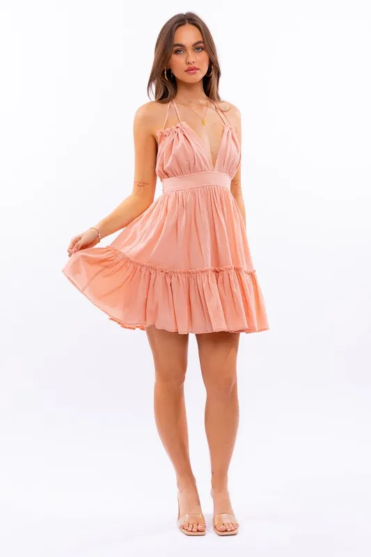 Eden Halter Babydoll Tiered Mini Dress