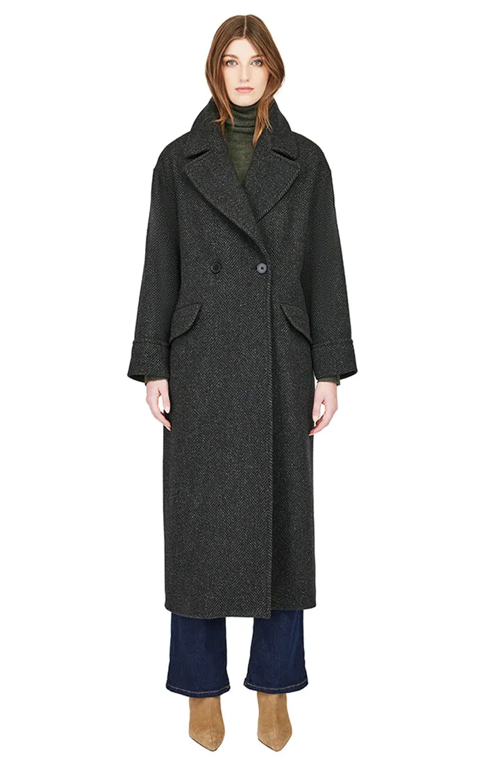 EDEN HERRINGBONE OVERSIZE LONG WOOL COAT